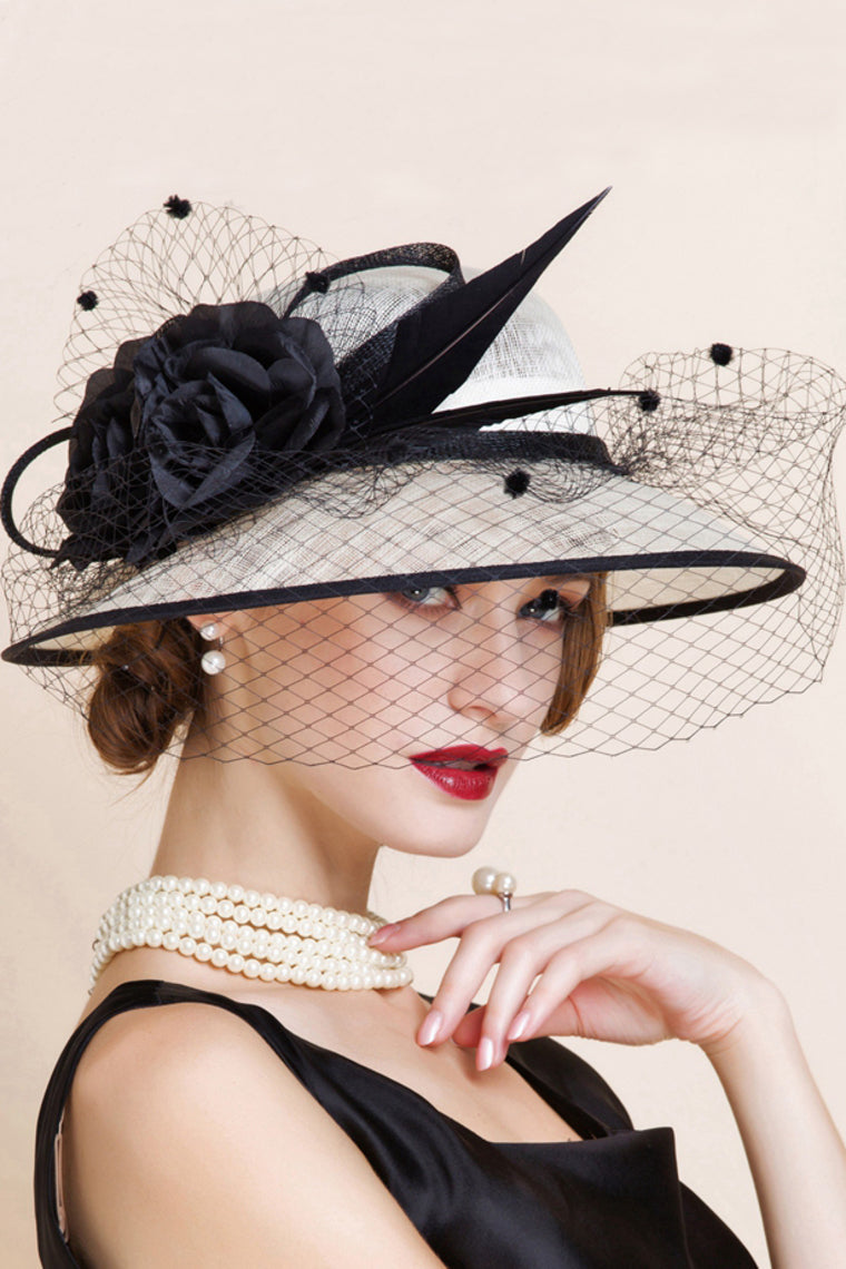 Ladies' Elegant Cambric/Net Yarn With Bowler/Cloche Hat