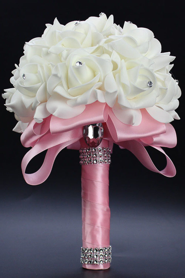 Bridal Flowers Round Roses Acrylic Crystal Wedding Bouquets (24*18cm)