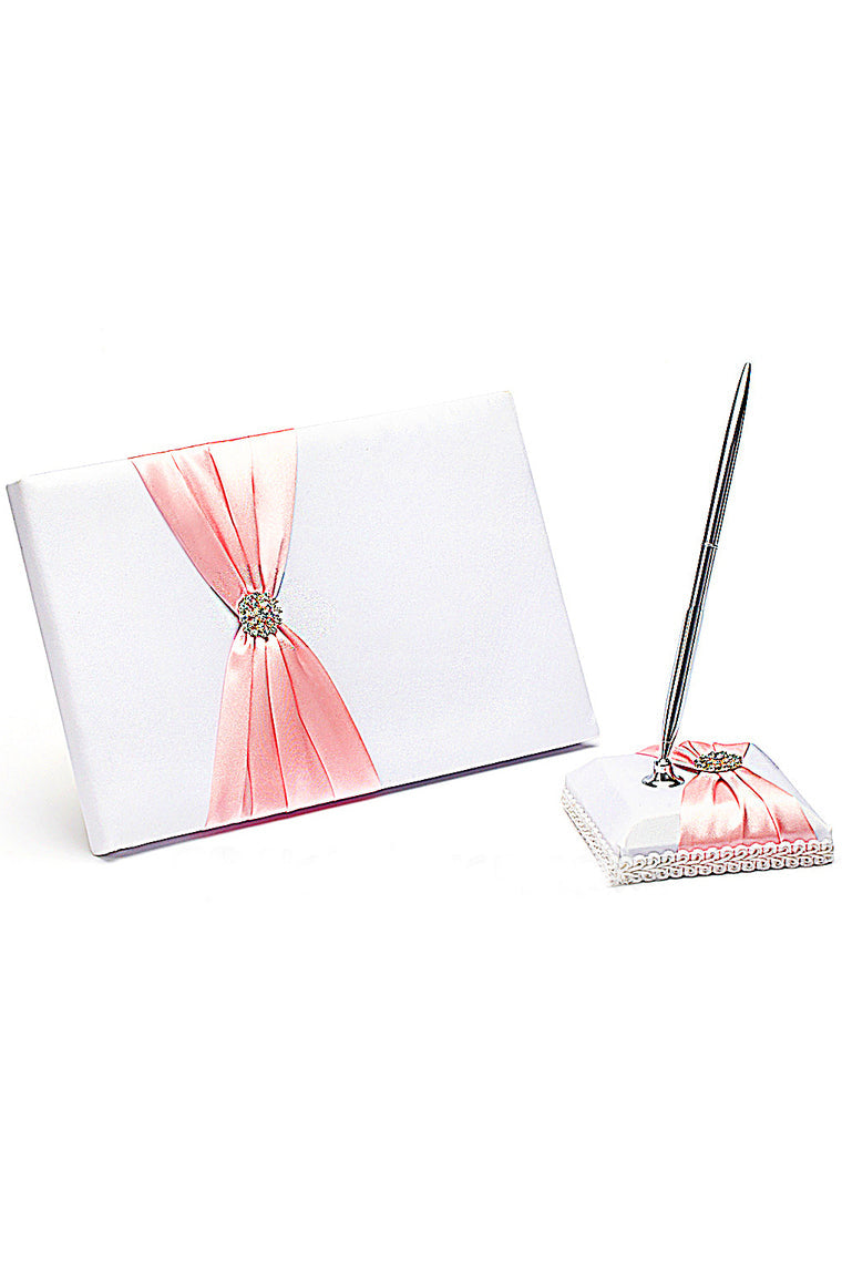 Splendor Rhinestones/Bow Guestbook & Pen Set