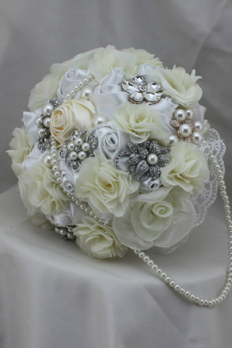 Luxury Rhinestone Pearl Wedding Bouquets Wedding Accessories Rose Flower (26*22cm)