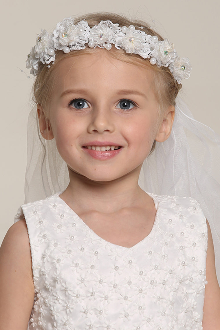 Lovely Wedding Flower Girl Wreath With Veil