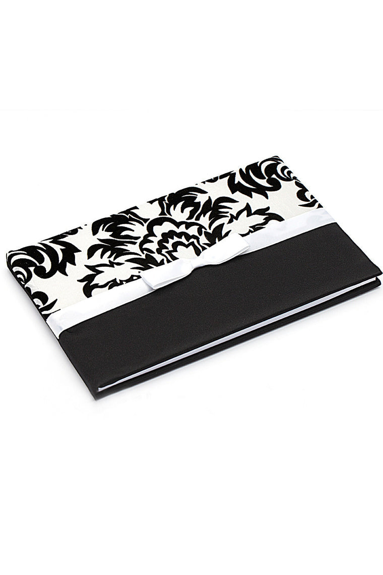 Classic Black & White Bow/Flower Guestbook & Pen Set