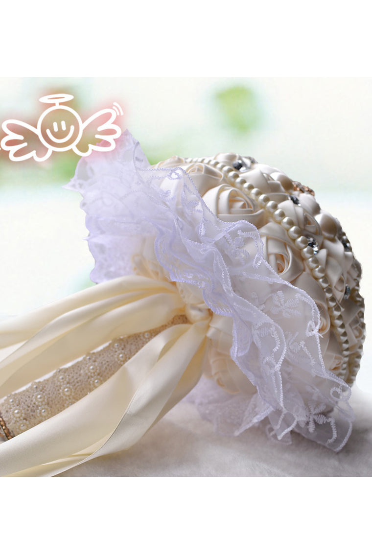 Elegant Round Satin Bridal Bouquets