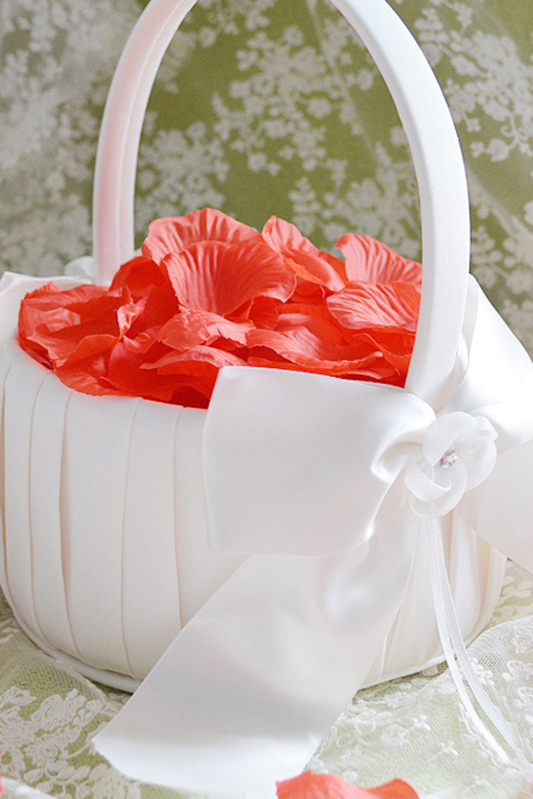 Classic Flower Basket In Satin With Bow