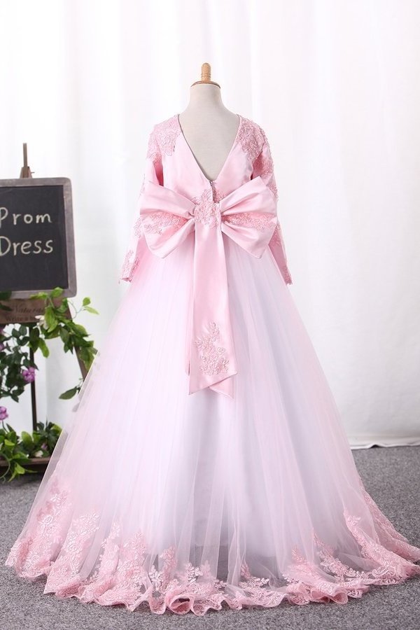 2024 Ball Gown Scoop Flower Girl Dresses Tulle PFPN5HDP