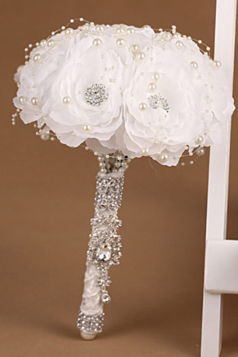 White Wedding Bouquet With Rhinestone Pearl (27*18cm)