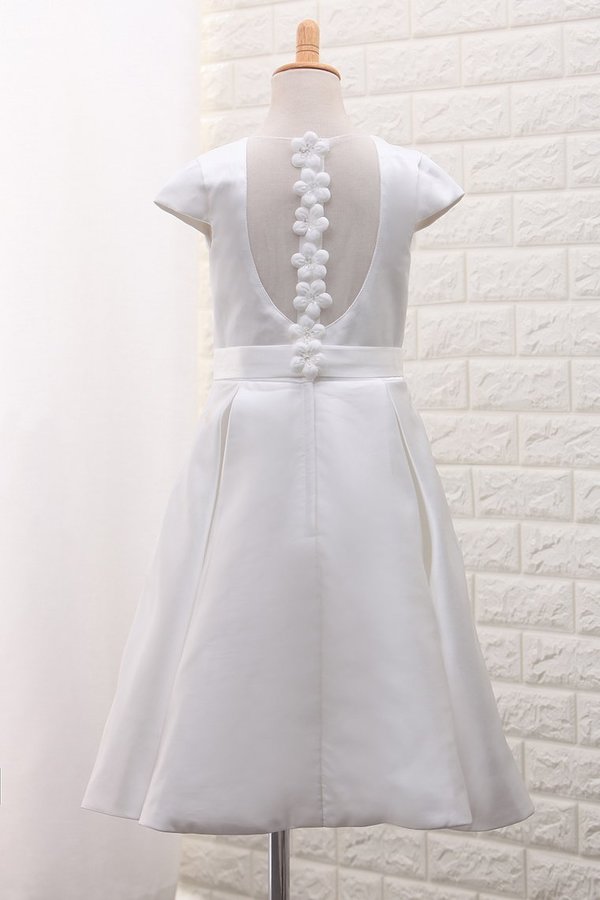 2024 New Arrival Satin A Line Scoop Flower Girl Dresses With PLXTR1GB