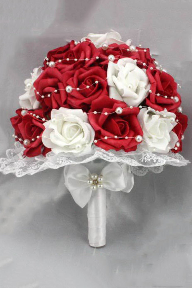 Beautiful Pearl Round Roses Bouquets Wedding Flowers (22*20cm)