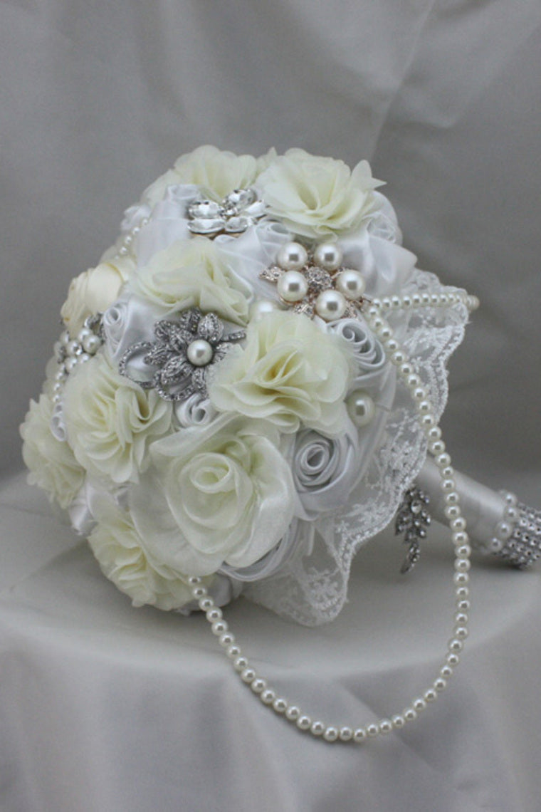 Luxury Rhinestone Pearl Wedding Bouquets Wedding Accessories Rose Flower (26*22cm)