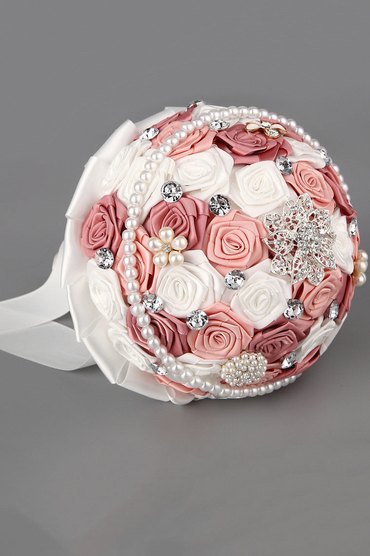 5 Colors Rhinestone Round Roses Bouquets Wedding Flowers (27*20cm)