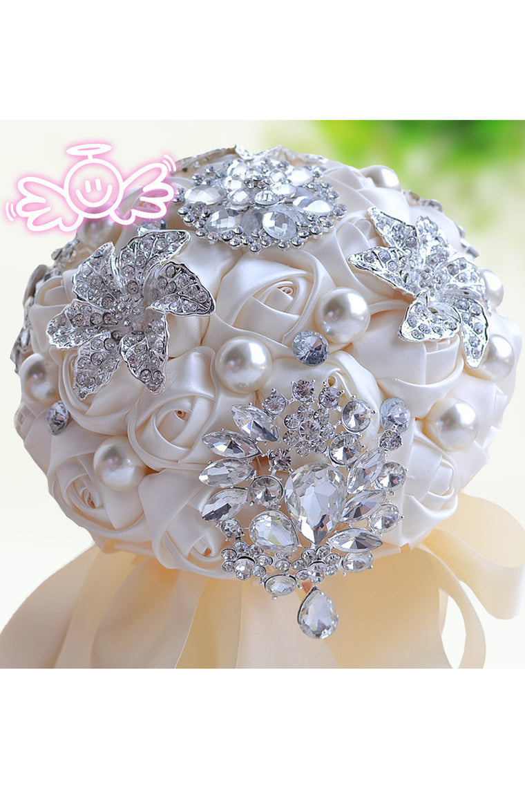 Elegant Round Satin/Brooch Bridal Bouquets