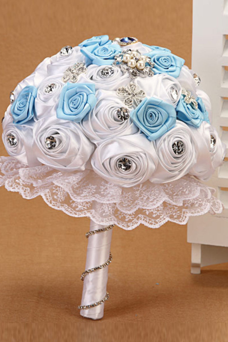 Round Roses Pearl Crystal Roses Wedding Bouquet (26*22cm)