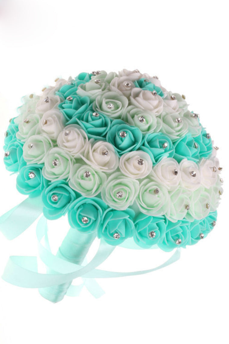 Colorful Round Foam/Ribbon Bridal Bouquets