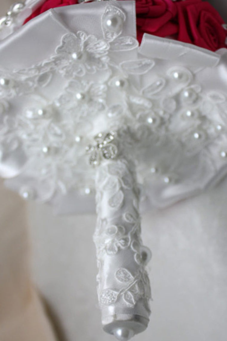 Round Roses Pearl Crystal Roses Wedding Bouquet (26*22cm)