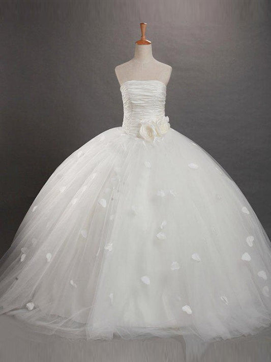 Ball Gown Strapless Ruffles Sleeveless Long Tulle Flower Girl Dresses TPP0007637