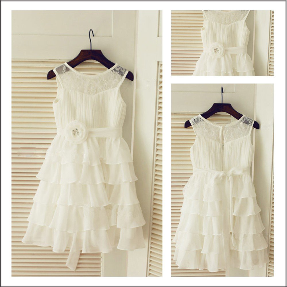 A-Line/Princess Scoop Sleeveless Layers Long Chiffon Flower Girl Dresses TPP0007634