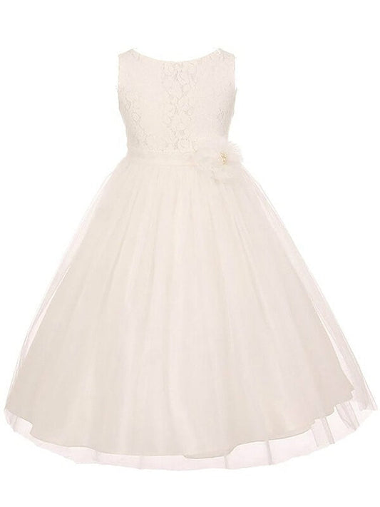 A-line/Princess Scoop Sleeveless Tulle Sash/Ribbon/Belt Ankle-Length Flower Girl Dresses TPP0007736