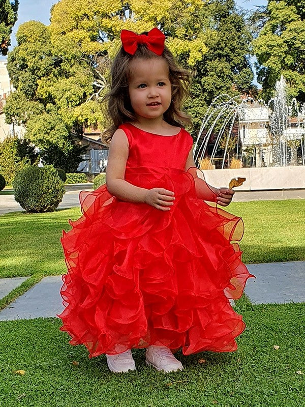 Ball Gown Organza Layers Scoop Sleeveless Ankle-Length Flower Girl Dresses TPP0007478