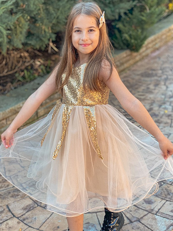 A-Line/Princess Tulle Sequin Scoop Sleeveless Short/Mini Flower Girl Dresses TPP0007545