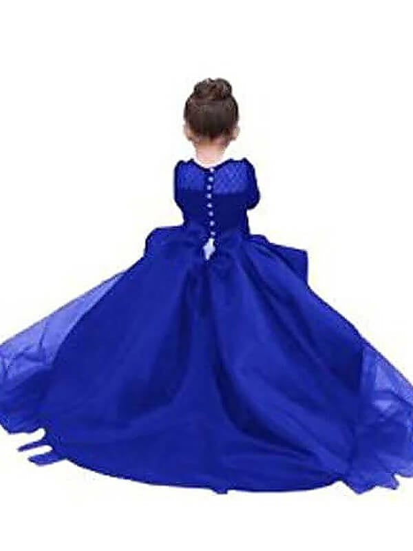 Ball Gown Scoop Long Sleeves Sash/Ribbon/Belt Sweep/Brush Train Satin Flower Girl Dresses TPP0007557