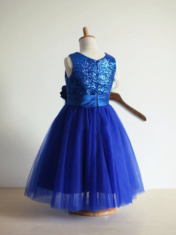 A-line/Princess Jewel Sleeveless Hand-Made Flower Tulle Long Dresses TPP0007568