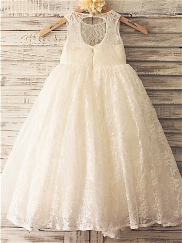 A-line/Princess Scoop Sleeveless Ankle-Length Lace Flower Girl Dresses TPP0007472